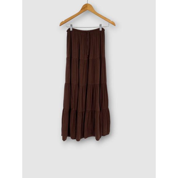 aerie Dresses & Skirts - Aerie Brown Tiered Cottagecore Boho Maxi Skirt Size Medium